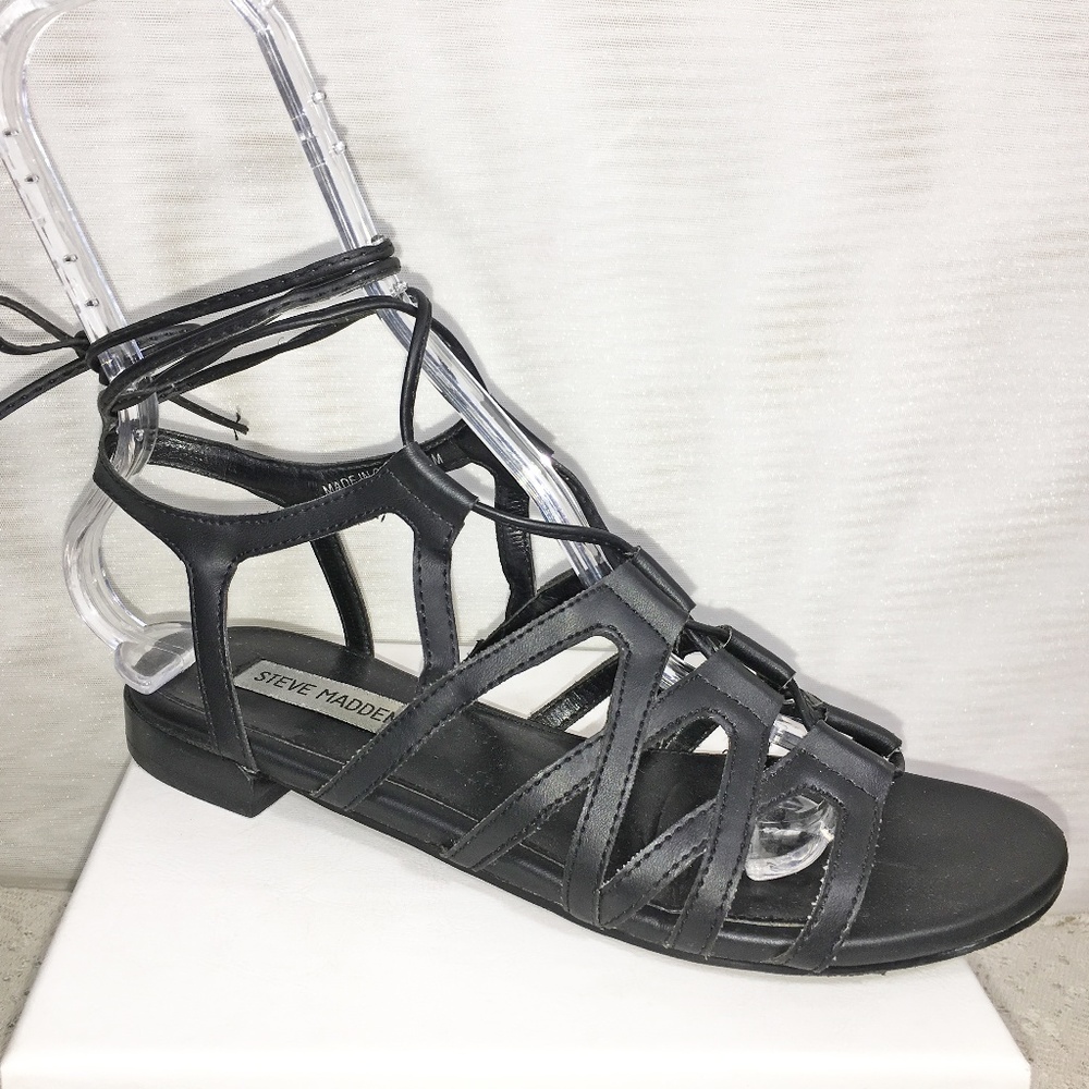 Steve Madden Guilly Black Gladiator Sandal Shoes